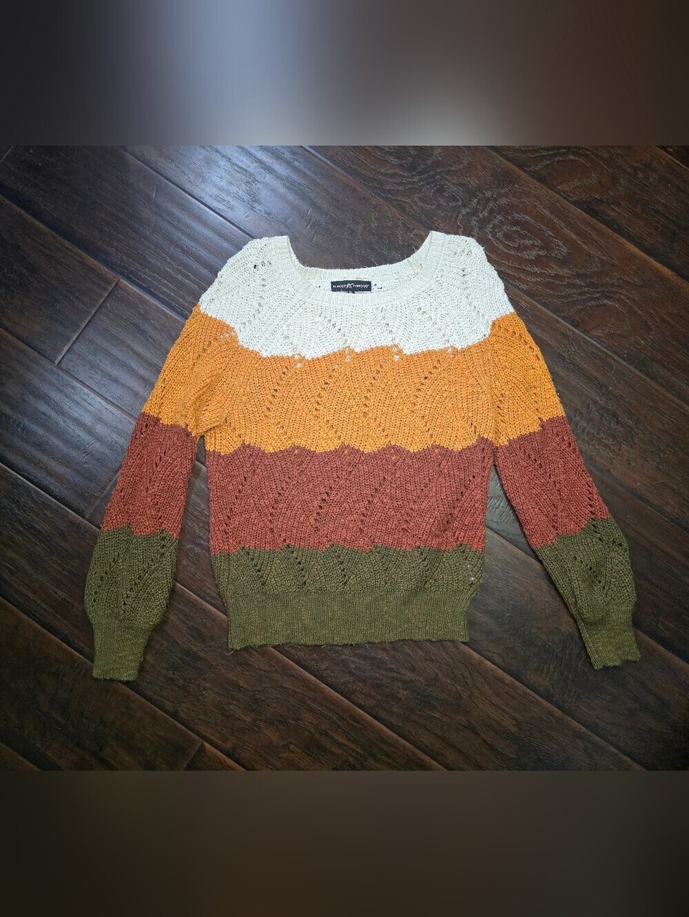 Almost Famous Womens Knit Striped Round Neck Sweater XL